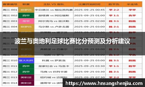 波兰与奥地利足球比赛比分预测及分析建议